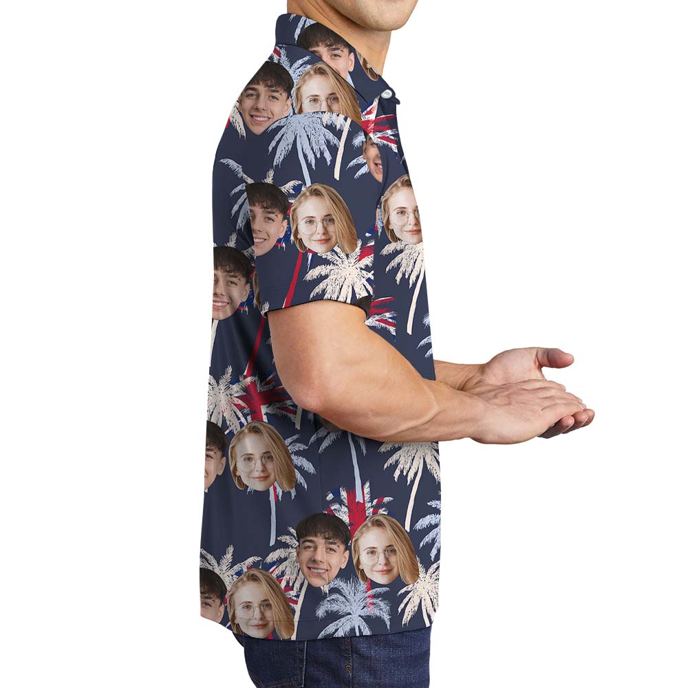 Palm Tree Men's Polo Shirt With Custom Faces