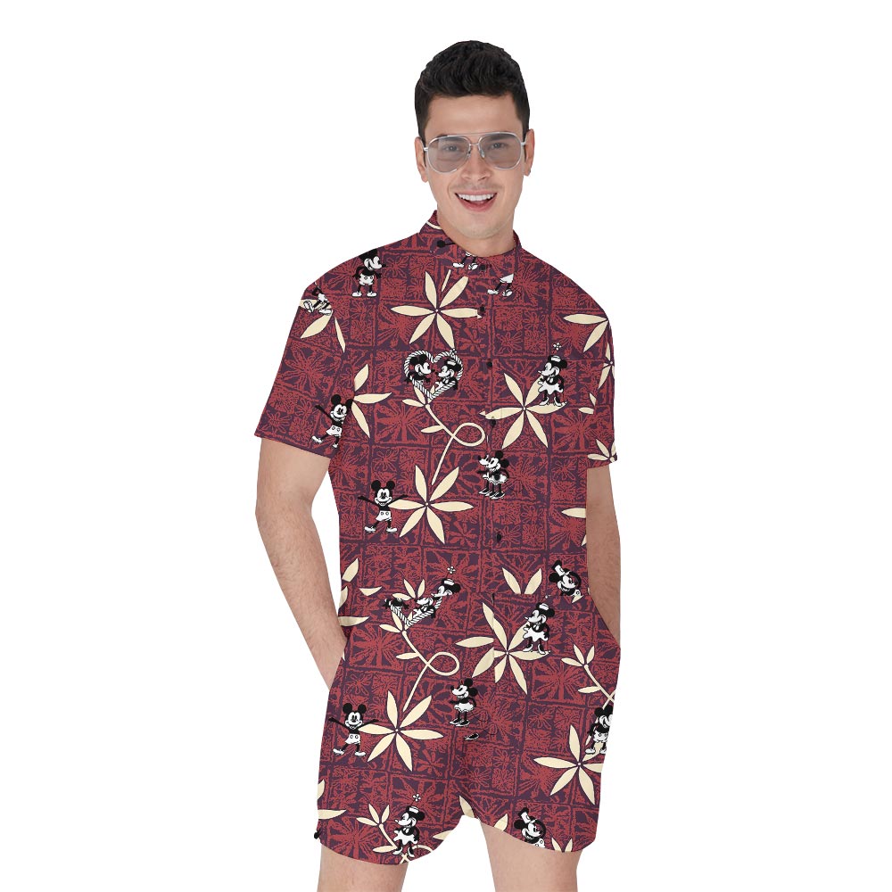 Vintage Red Aloha Men's Romper With Mickey Steamboat Willie - variant image 1