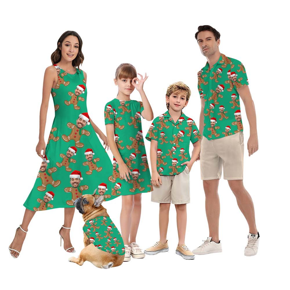 Custom Face Gingerbread Family Hawaiian Matching - variant image 1
