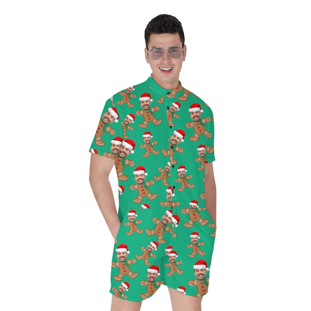 Green Gingerbread Personalized Men's Romper - variant image 1