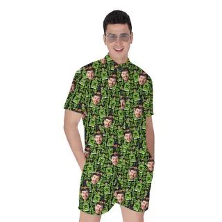 Saint Patrick's Day Custom Face Men's Romper