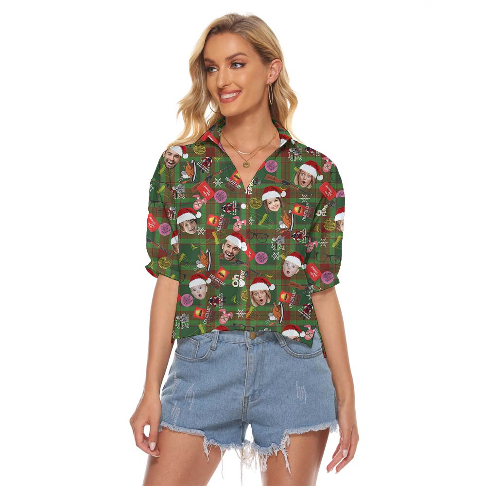 Custom Faces Women's Cropped Shirt Santa Family - variant image 1