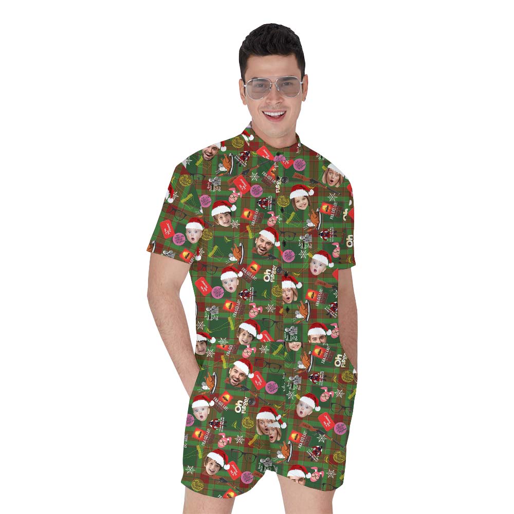 Custom Faces Men's Romper With Santa Hat - variant image 1