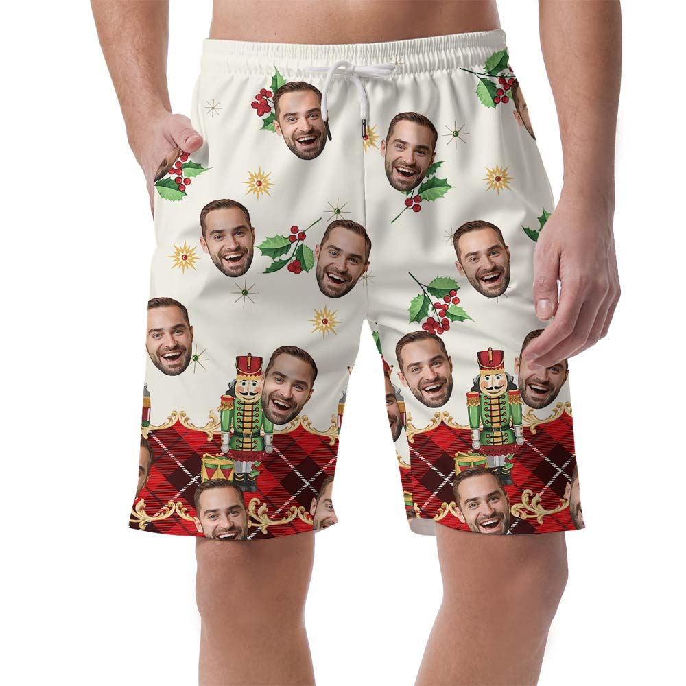 Custom Face Hawaiian Men's Shorts With Nutcracker Pattern - variant image 1