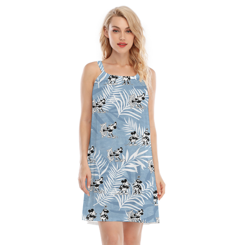 Vintage Blue Steamboat Willie Mickey Hawaiian Cami Dress - variant image 1