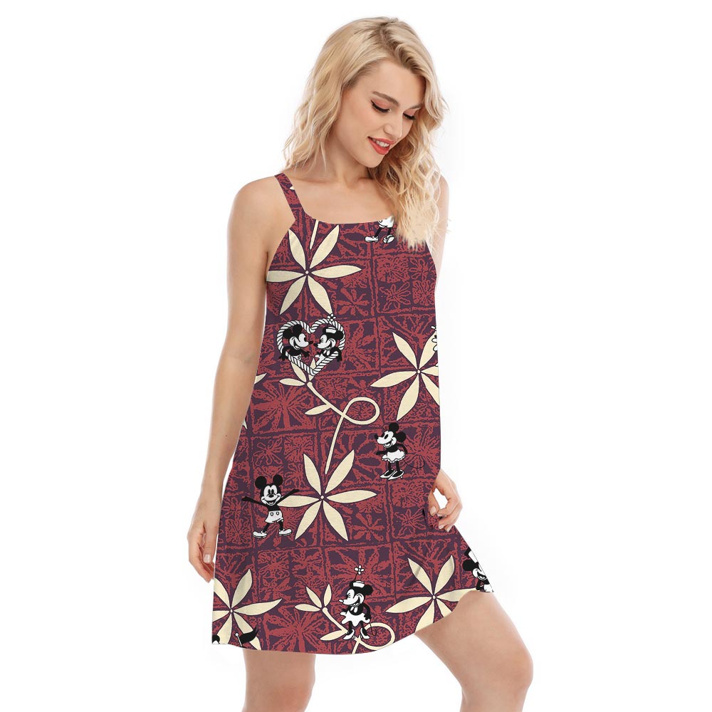 Cute Mickey Mouse Steamboat Willie Women's Hawaiian Dress