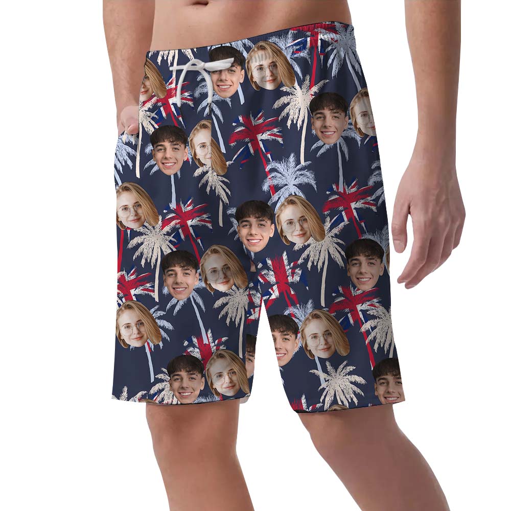 American Pride Men's Hawaiian Shorts With Faces