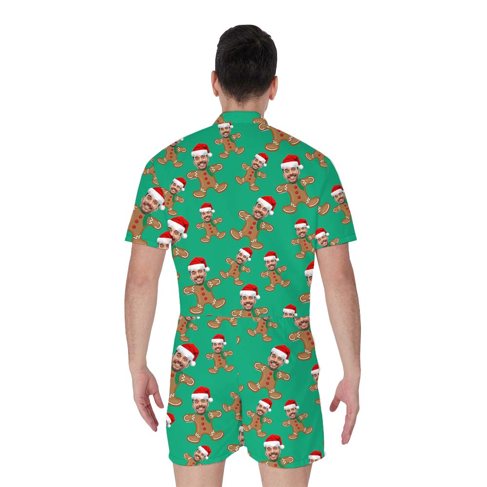 Green Gingerbread Personalized Men's Romper
