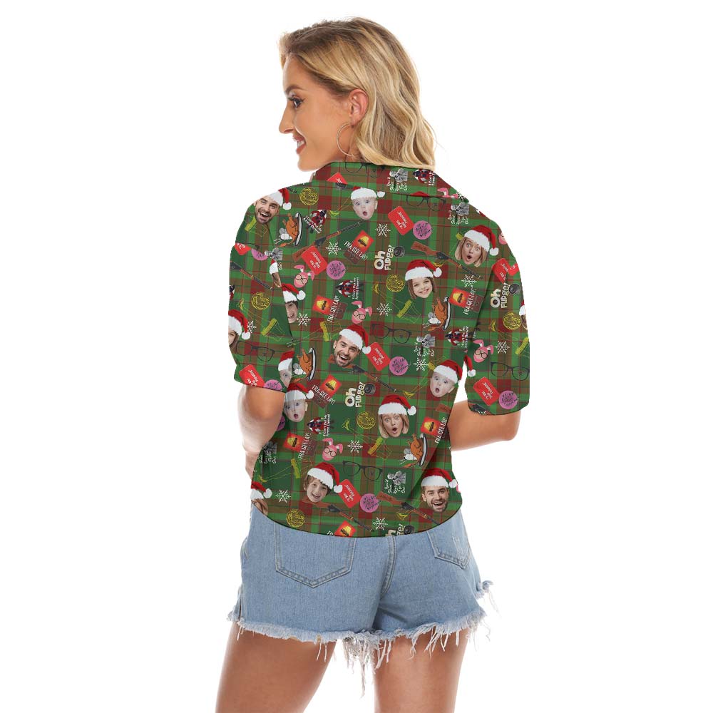 Custom Faces Women's Cropped Shirt Santa Family