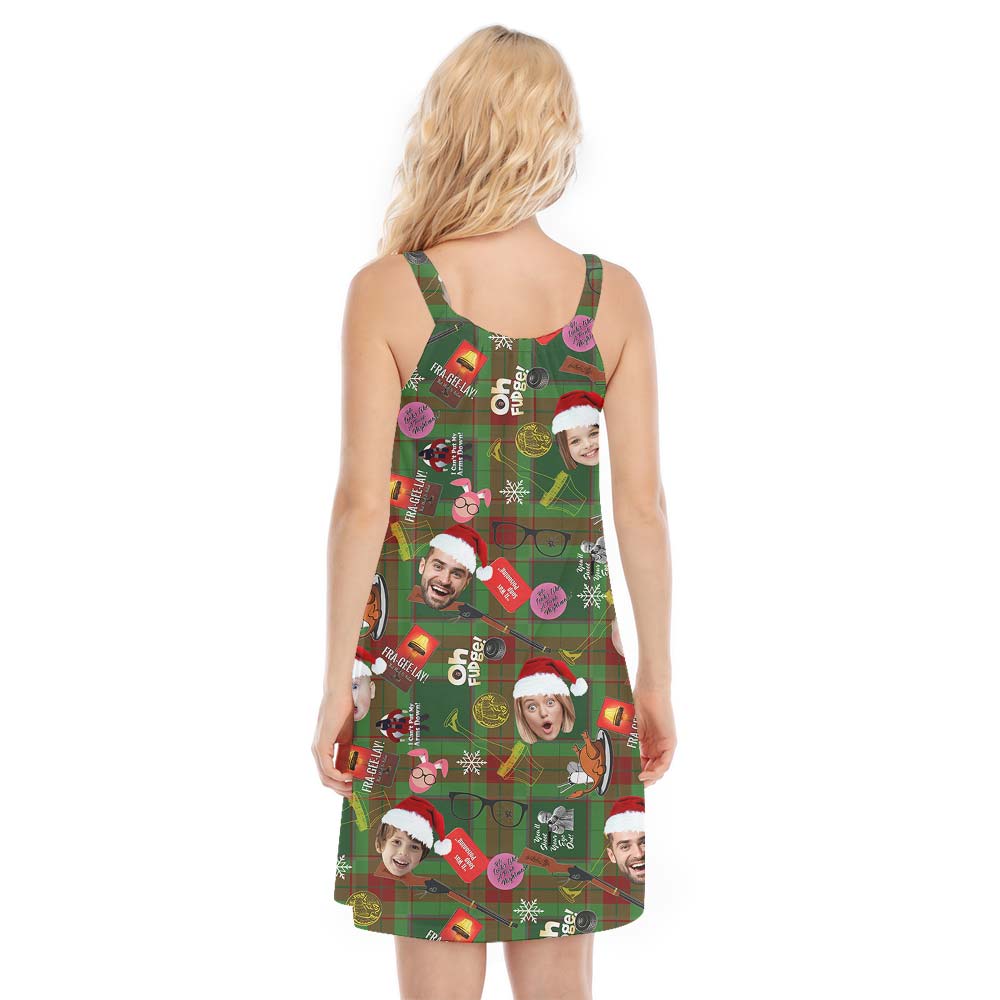 Personalized Santa Cami Dress With Multiple Faces