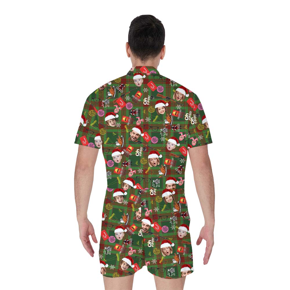 Custom Faces Men's Romper With Santa Hat