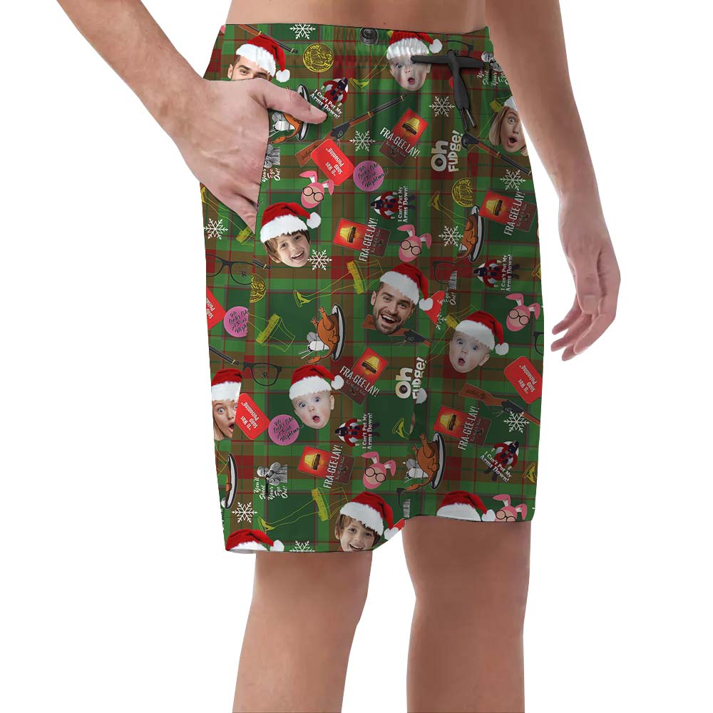 Christmas Santa Custom Men's Shorts With Multiple Faces