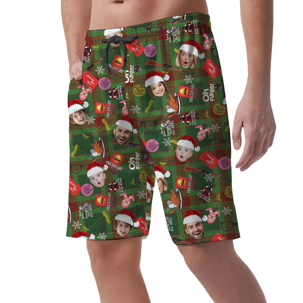 Christmas Santa Custom Men's Shorts With Multiple Faces