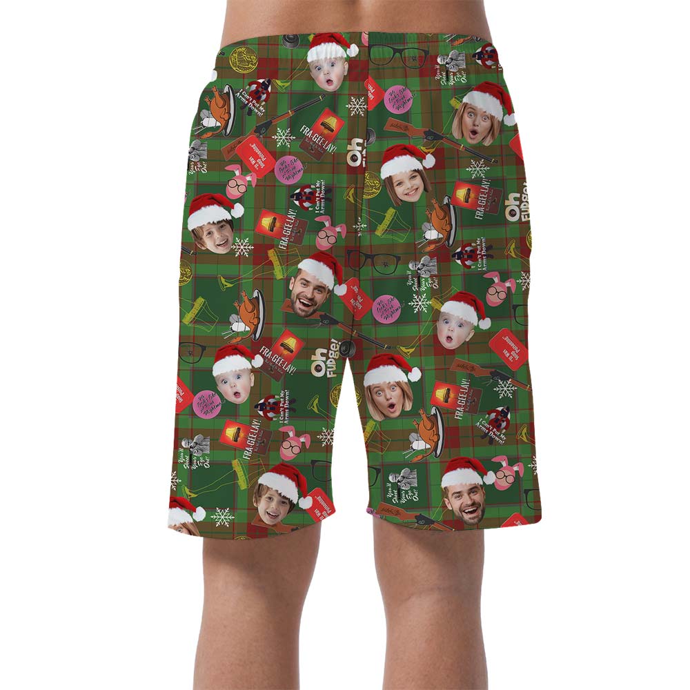 Christmas Santa Custom Men's Shorts With Multiple Faces