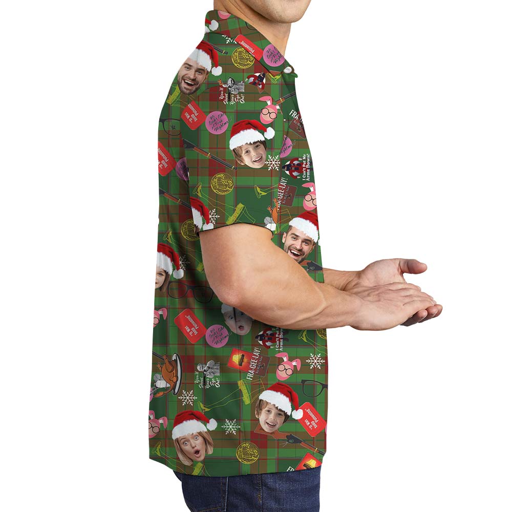 Santa Men's Polo Custom Multiple Faces