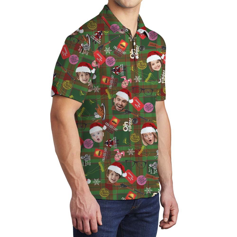 Santa Men's Polo Custom Multiple Faces