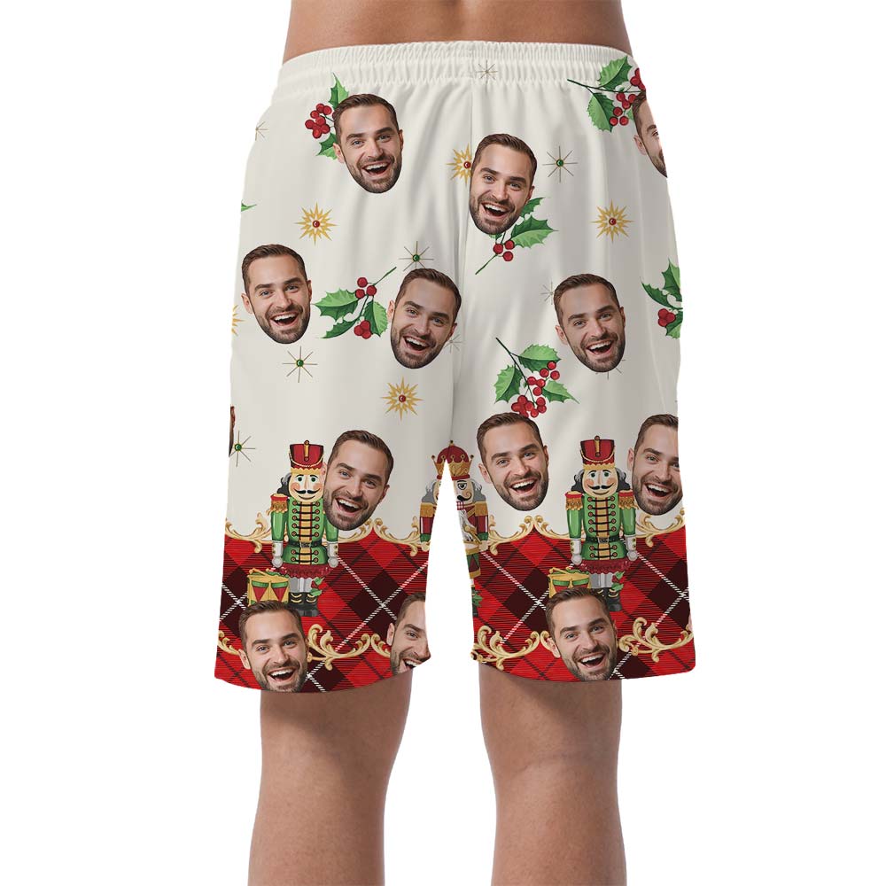 Custom Face Hawaiian Men's Shorts With Nutcracker Pattern