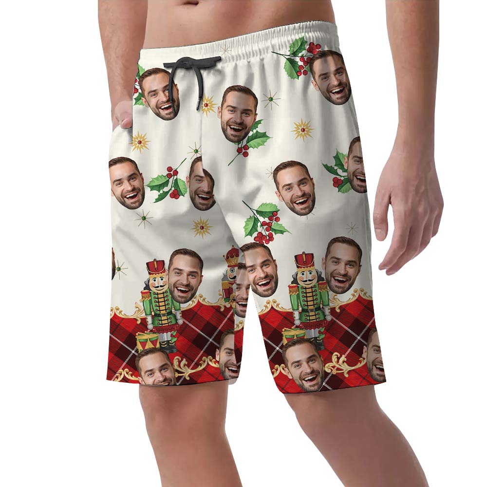 Custom Face Hawaiian Men's Shorts With Nutcracker Pattern