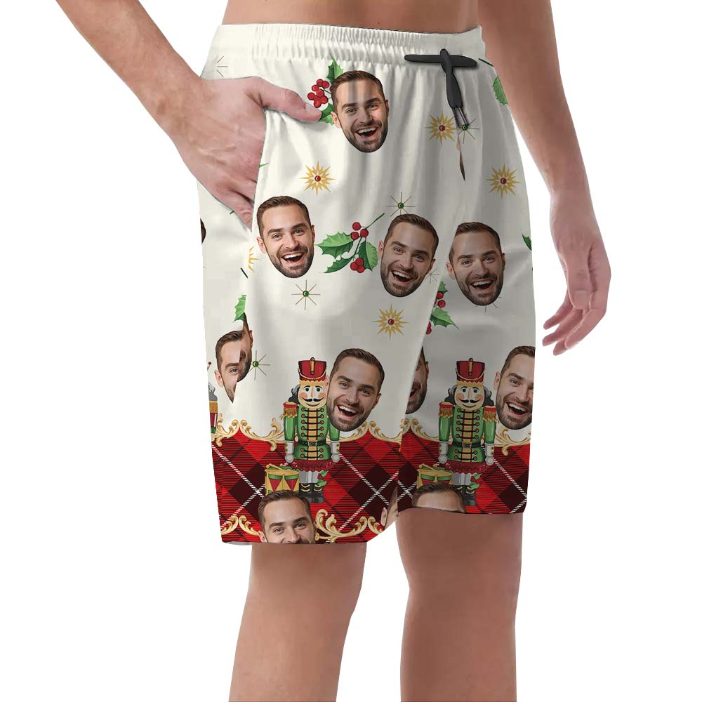 Custom Face Hawaiian Men's Shorts With Nutcracker Pattern
