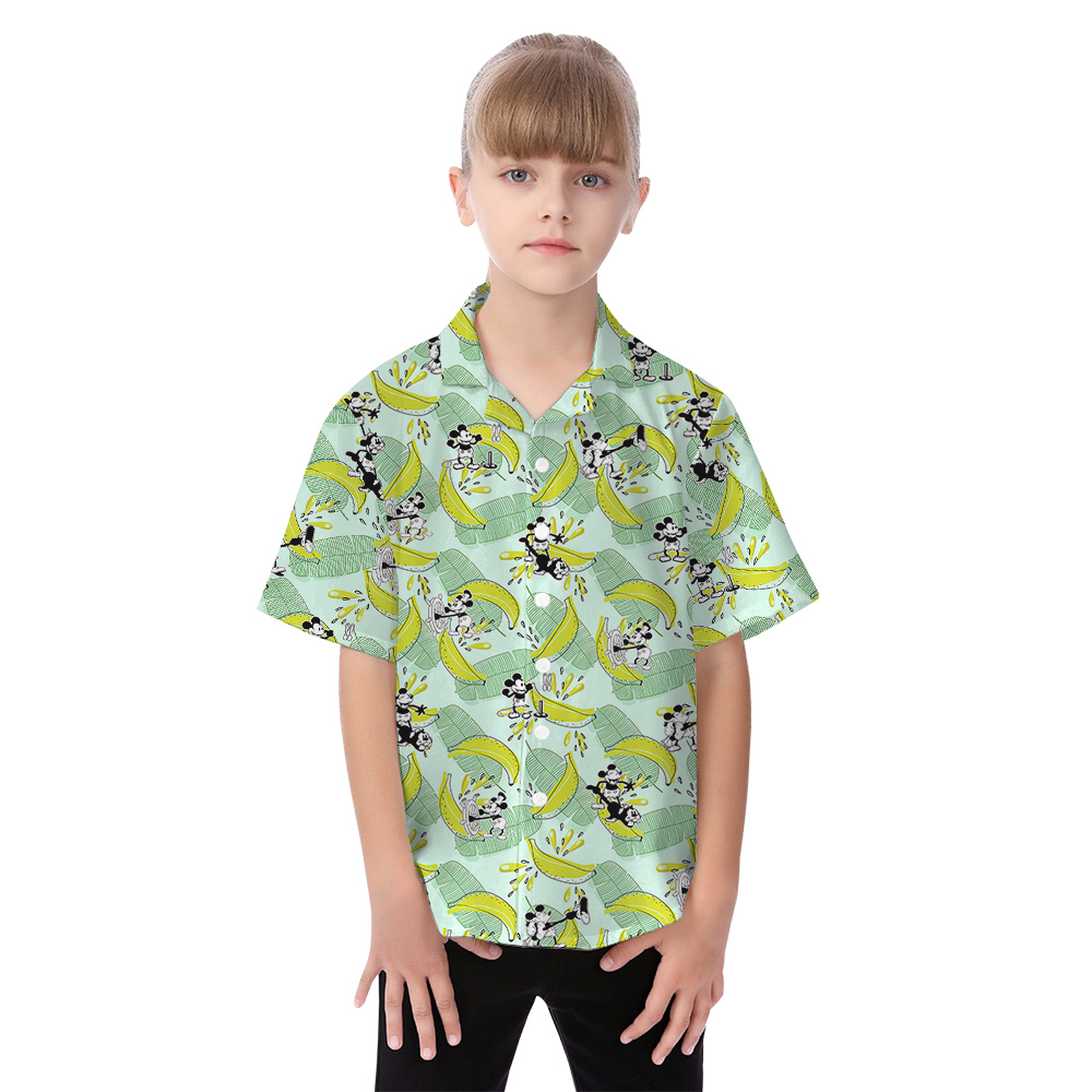 Steamboat Willie Mickey Tropical Banana Matching Family Hawaiian Outfits