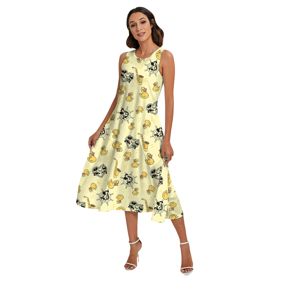 Cute Mickey Steamboat Willie Rubber Ducky Yellow Matching Family Hawaiian Outfits