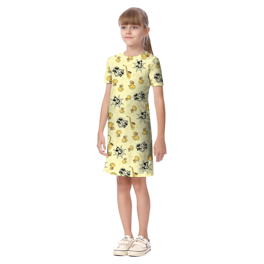 Cute Mickey Steamboat Willie Rubber Ducky Yellow Matching Family Hawaiian Outfits