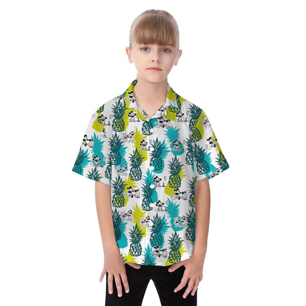 Cute Mickey Steamboat Willie Pineapple Family Matching Hawaiian Outfits