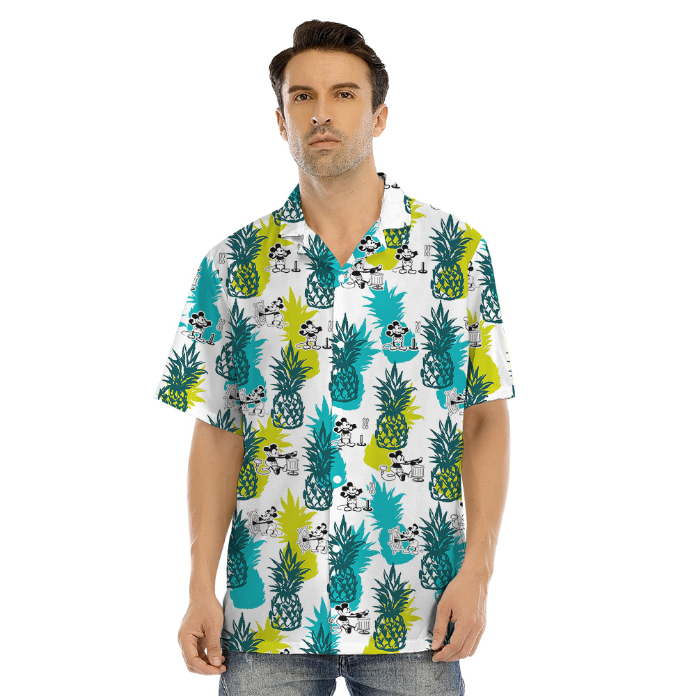 Cute Mickey Steamboat Willie Pineapple Family Matching Hawaiian Outfits