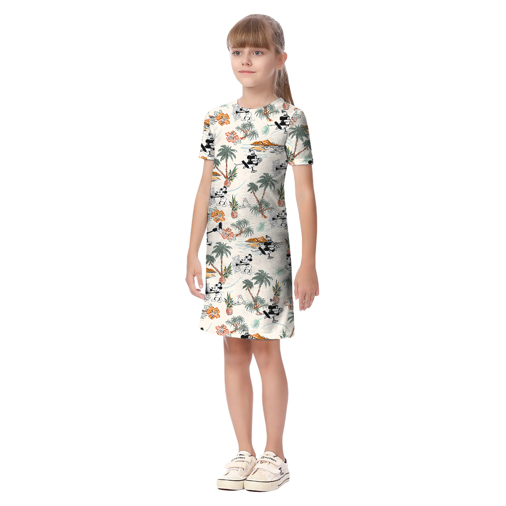 Cute Mickey Steamboat Willie Tropical Islands Hibiscus Matching Family Hawaiian Outfits
