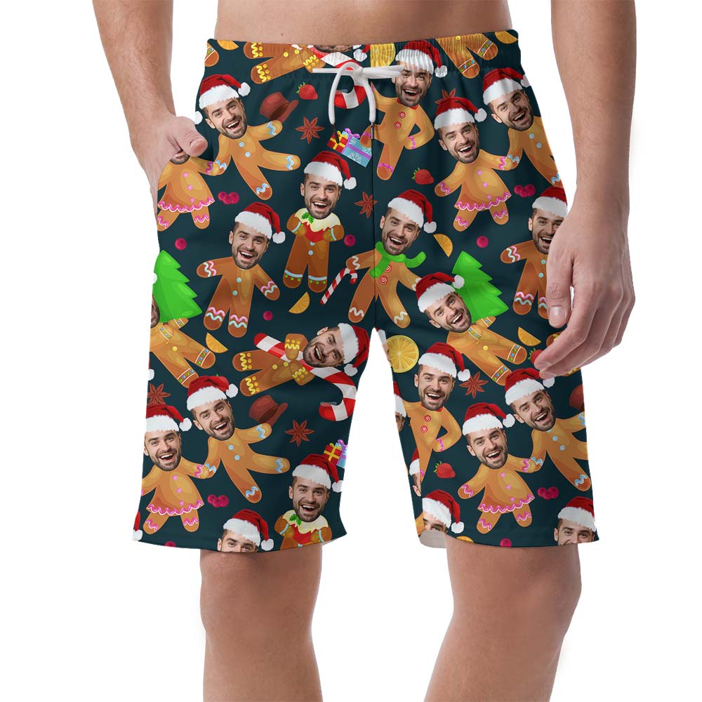 Gingerbread Aloha Custom Men's Shorts With Your Own Face - variant image 1