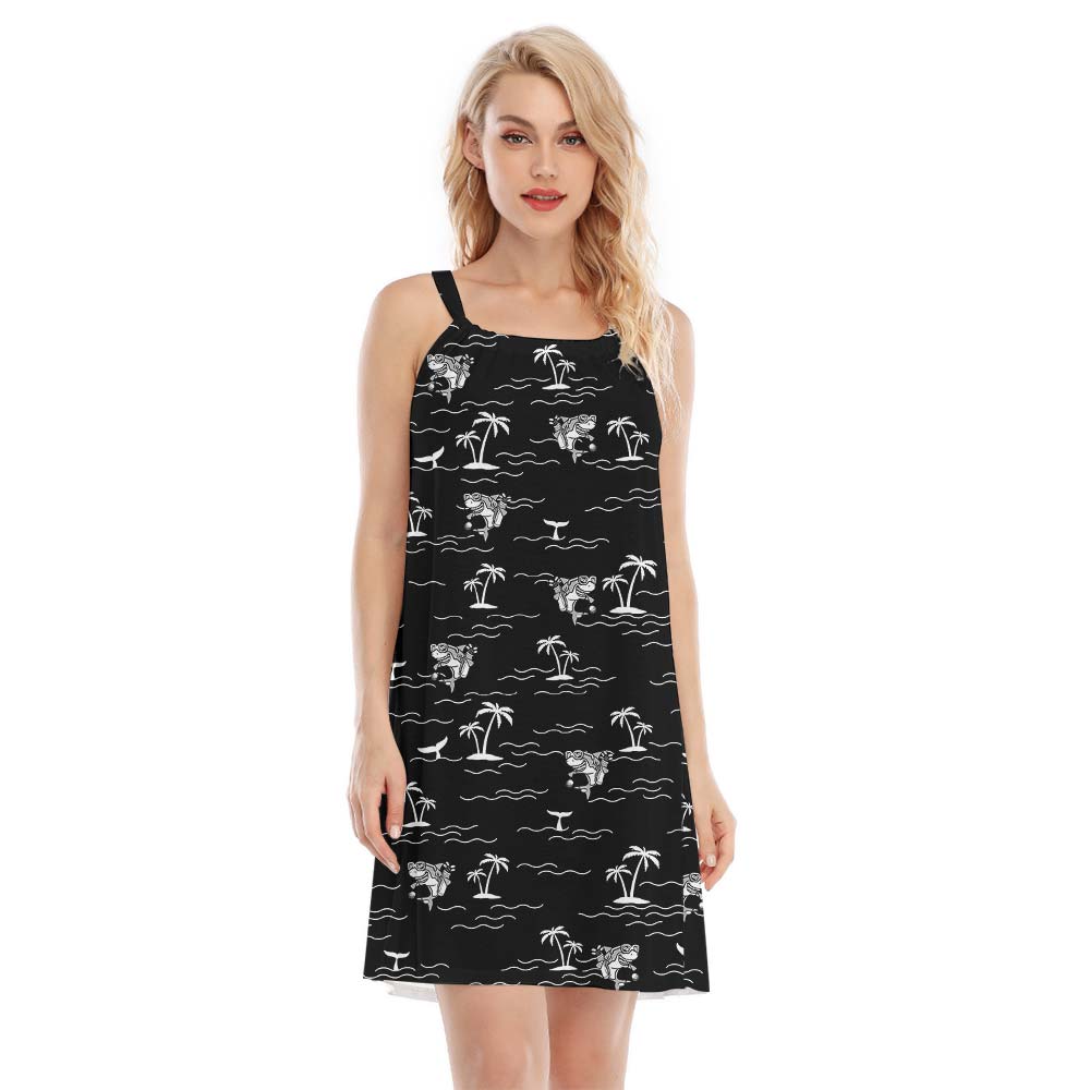 Shark Vacation Aloha Cami Dress Black - variant image 1
