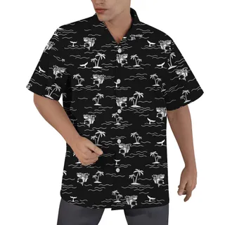 Animated Shark Black Hawaiian Shirt For Men