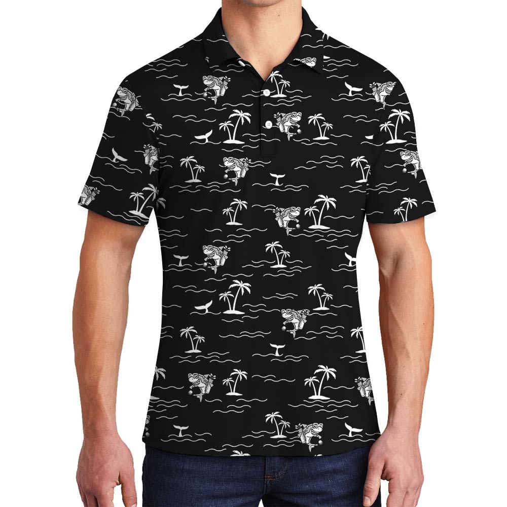 Shark Summer Vacation Aloha Men's Polo - variant image 1