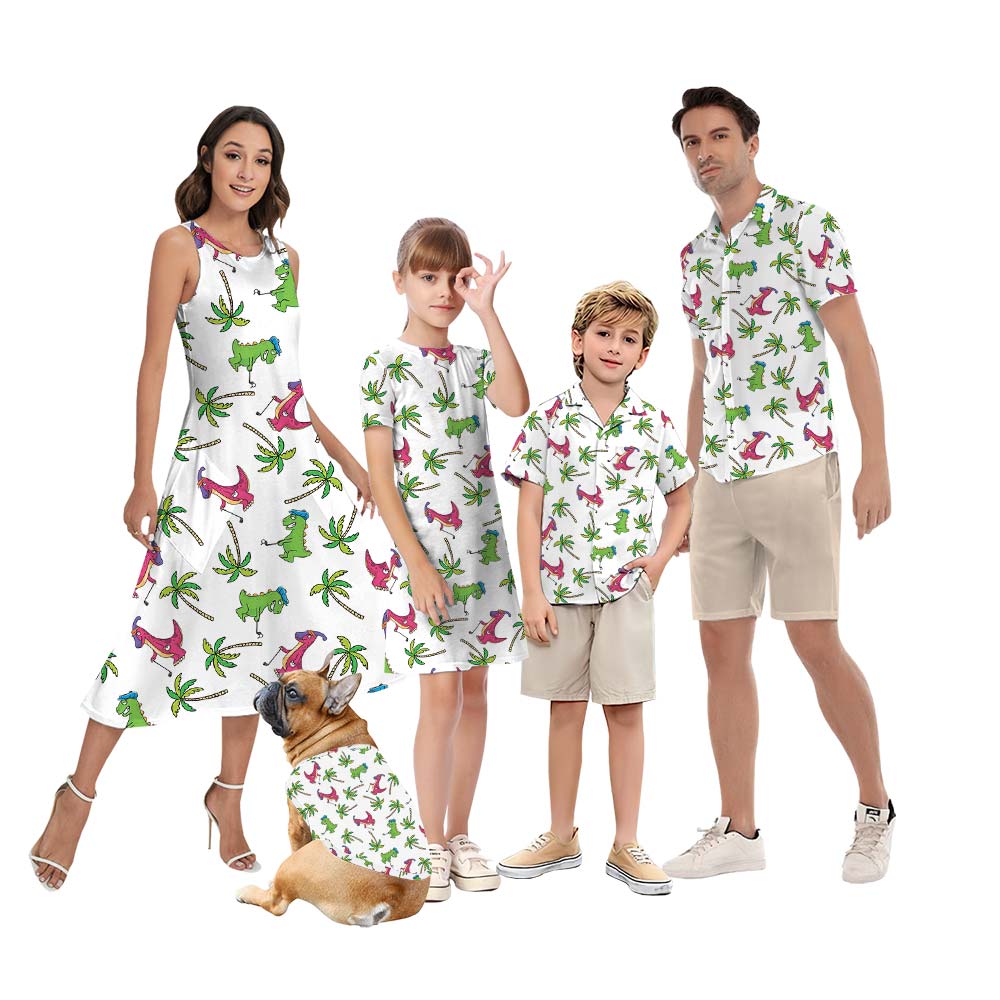 Cute Dinosaur Family Matching Hawaiian Outfits - variant image 1