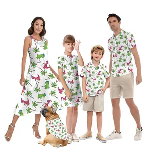 Cute Dinosaur Family Matching Hawaiian Outfits