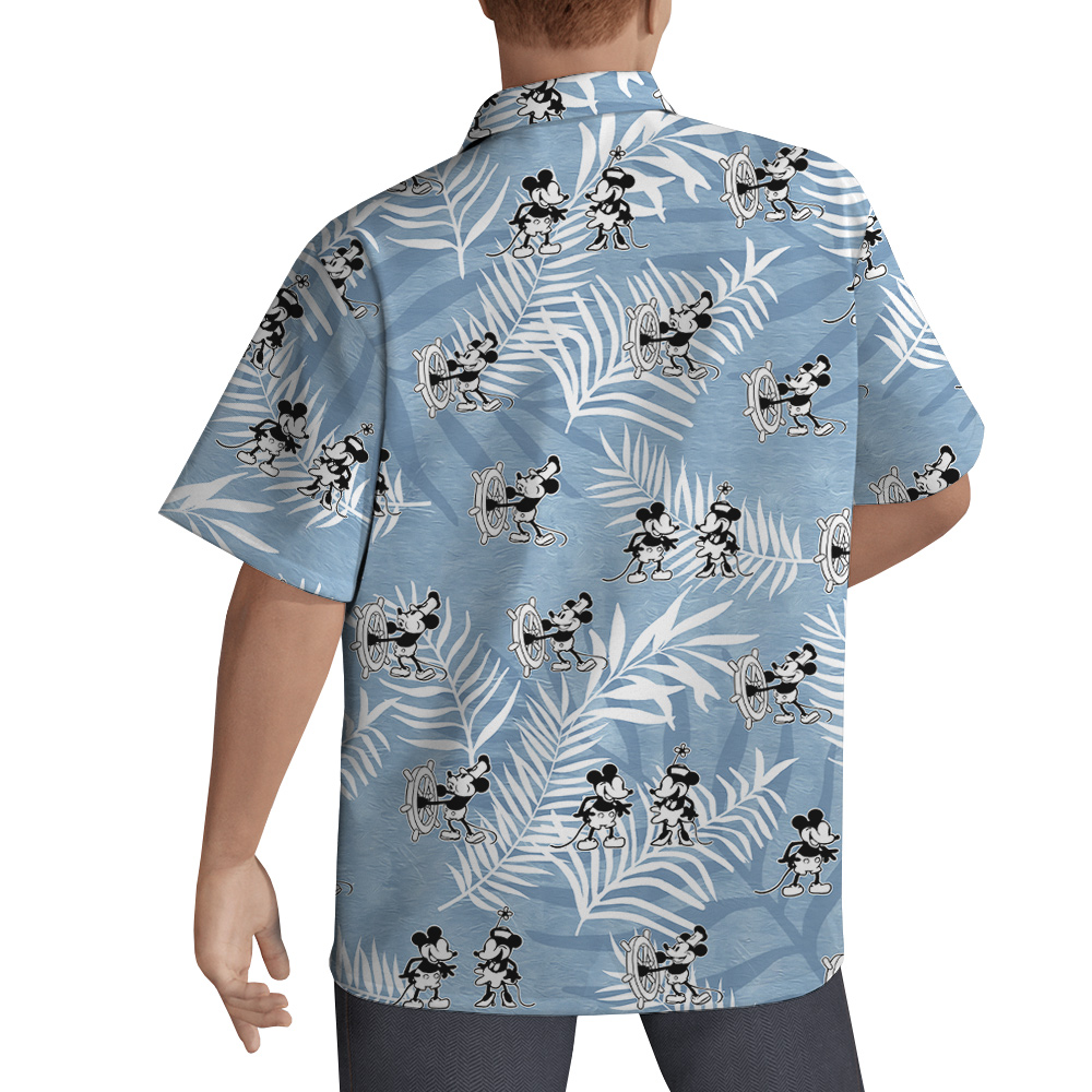 Steamboat Willie Movie Mickey Vintage Blue Hawaiian Shirt