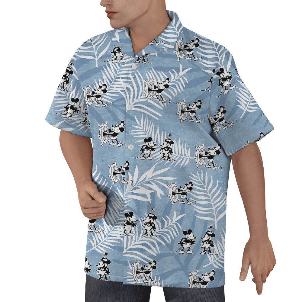 Steamboat Willie Movie Mickey Vintage Blue Hawaiian Shirt