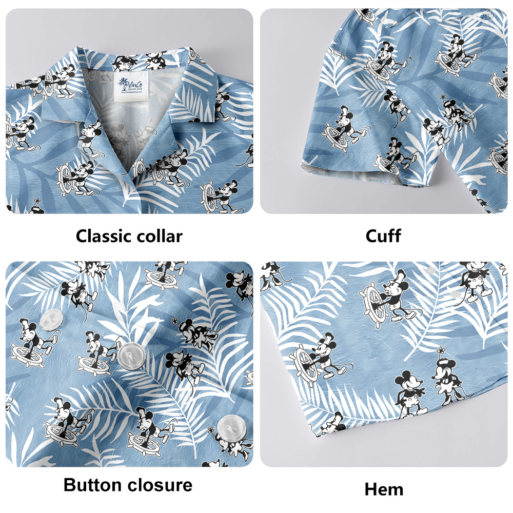 Steamboat Willie Movie Mickey Vintage Blue Hawaiian Shirt