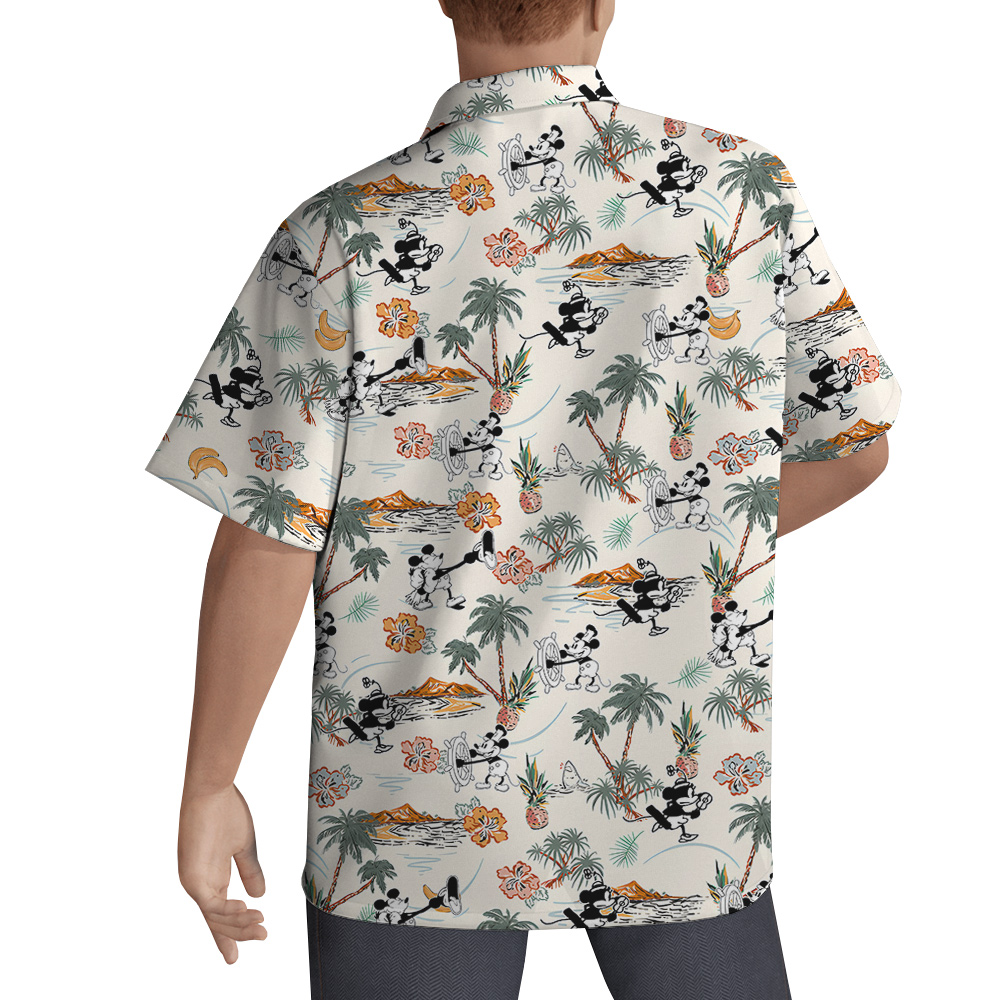 Funny Mickey Minnie Steamboat Willie Tropical Islands Hawaiian Shirt