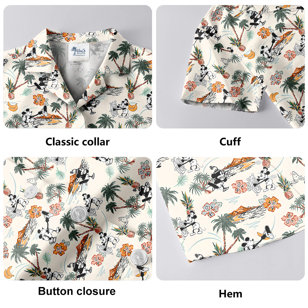 Funny Mickey Minnie Steamboat Willie Tropical Islands Hawaiian Shirt