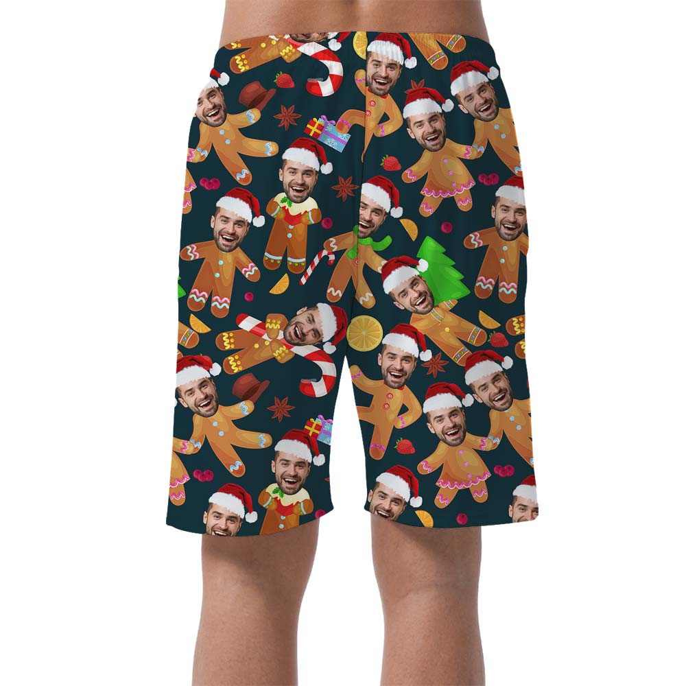 Gingerbread Aloha Custom Men's Shorts With Your Own Face