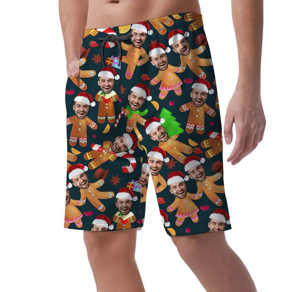 Gingerbread Aloha Custom Men's Shorts With Your Own Face
