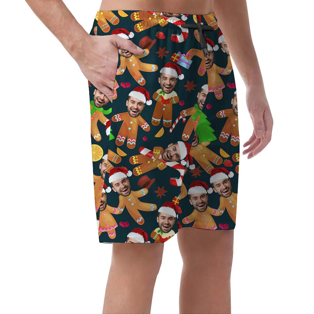 Gingerbread Aloha Custom Men's Shorts With Your Own Face