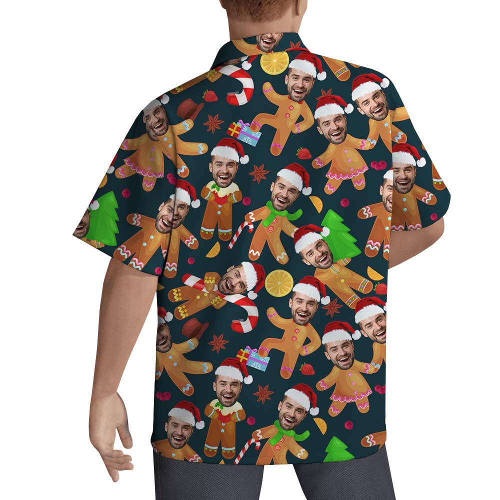 Christmas Gingerbread Custom Face Men Hawaiian Shirt