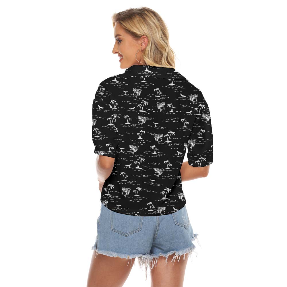Shark Vacation Hawaiian Women's Cropped Shirt