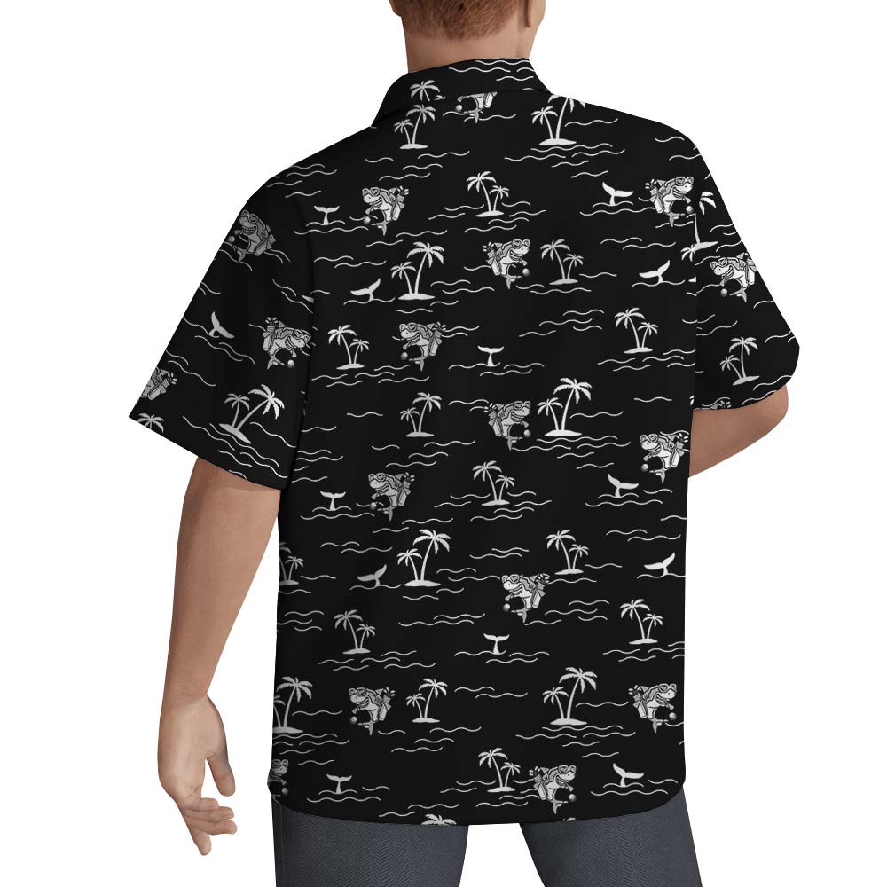 Animated Shark Black Hawaiian Shirt For Men
