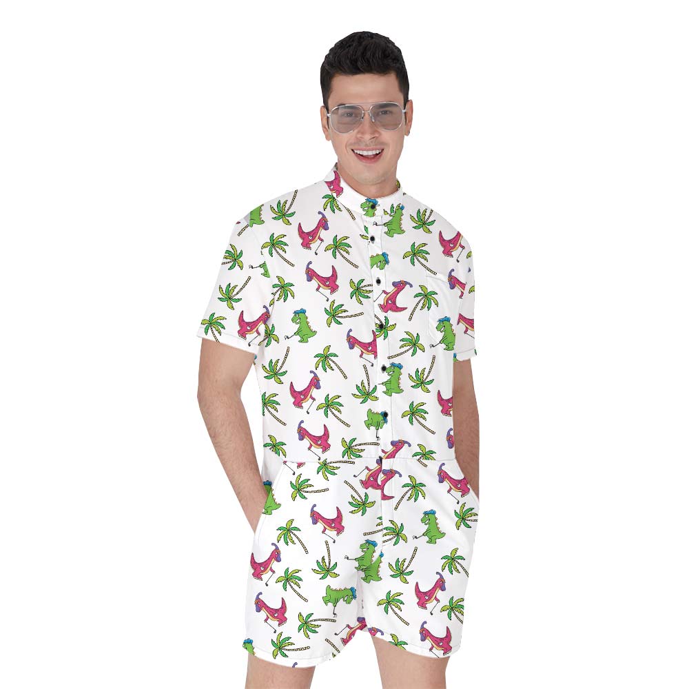 Summer Dinosaur Golf Hawaiian Men's Romper - variant image 1