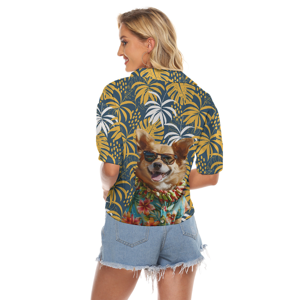 Custom Women's Cropped Shirt with Dog Face on the Back - variant image 1