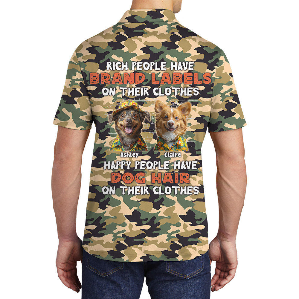 Camouflage Custom Multiple Dog Faces Hawaiian Polo Shirt for Men - variant image 1