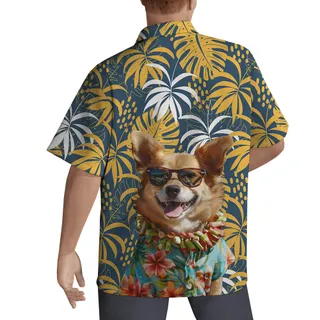 Men’s Hawaiian Shirt With Custom Dogs Face on the Back